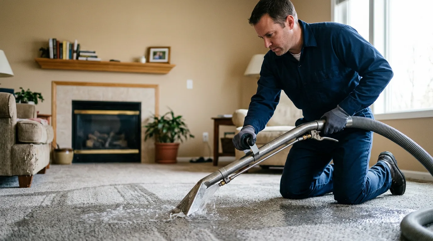 Water damage restoration technician working near Berkeley, IL